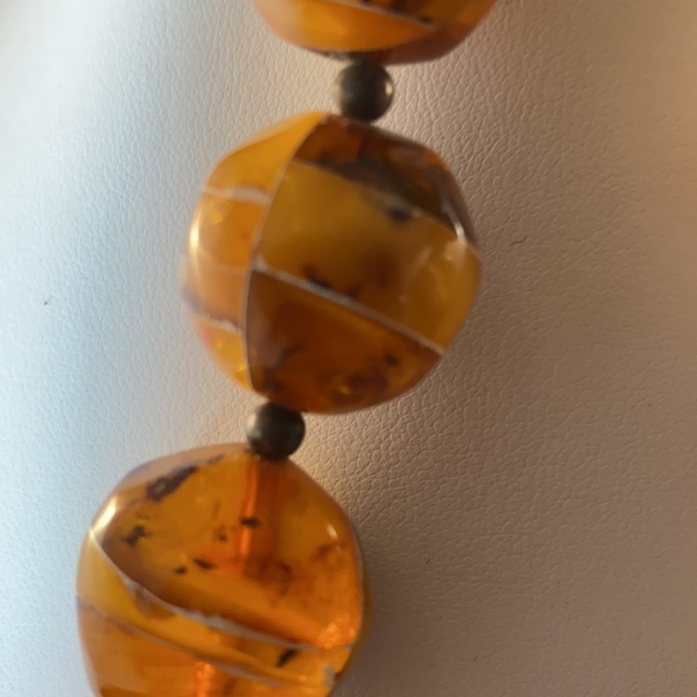 Pawn rare Zuni inlayed Amber necklace - Picture 3 of 6